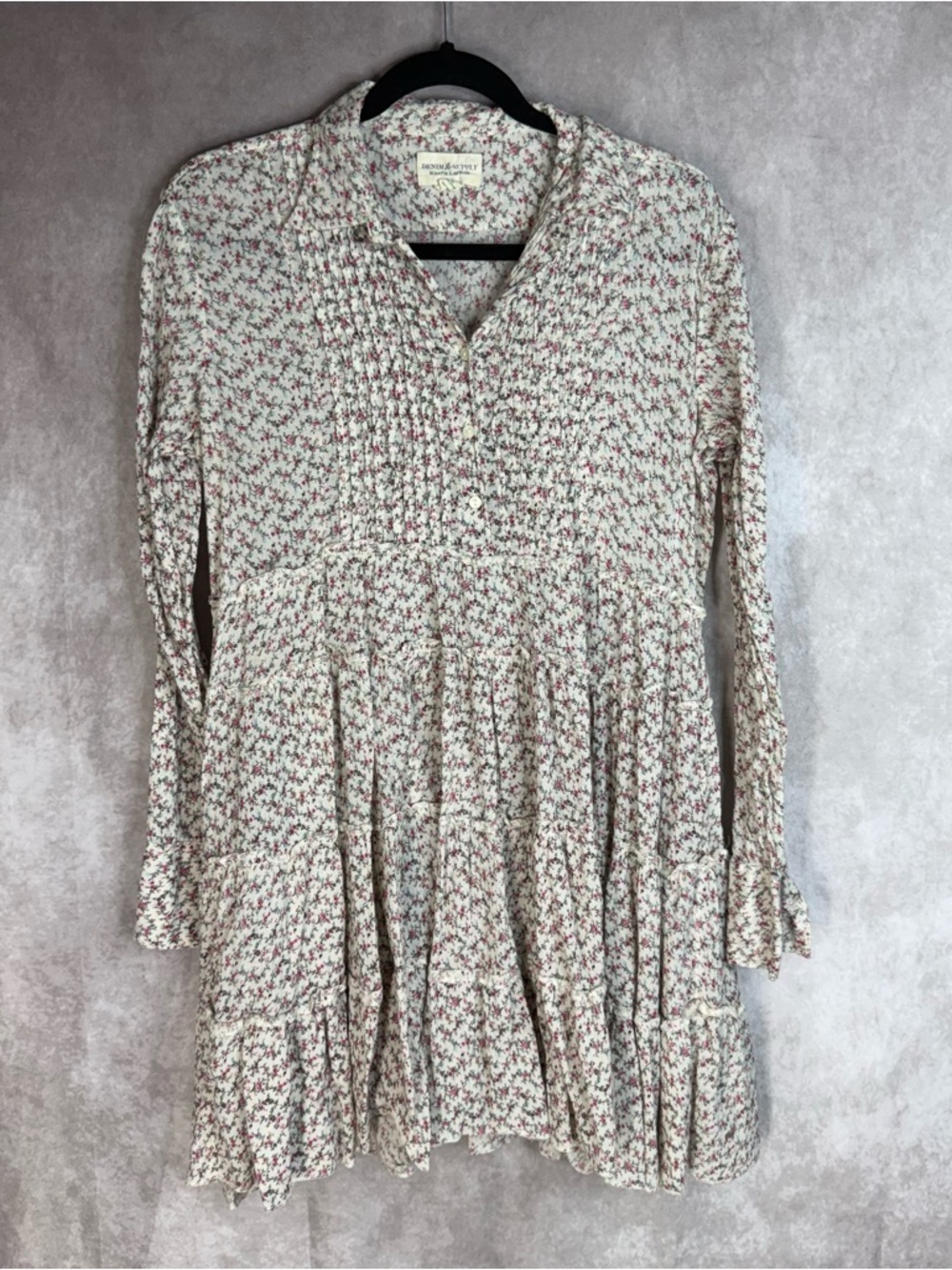 Denim & Supply Ralph Lauren Floral Tiered Cottagecore Peasant Shirt Dress Sz L